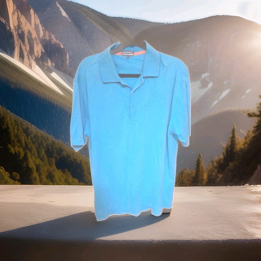 Men's Alan Flusser Aqua Golf Shirt Short Sleeve Polo XL Pearl‎ Washed Cotton 112